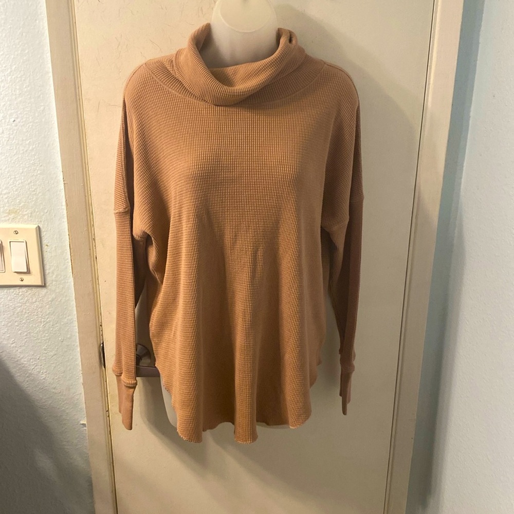 The Group Babaton Light Pink Thermal Waffle Knit Cowlneck Size L